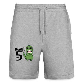 5th birthday - 5 years old - I am 5 - Stanley/Stella Trainer Unisex Organic Jogging Shorts - heather grey - Front - Nik (191cm) & Marisol (170cm)