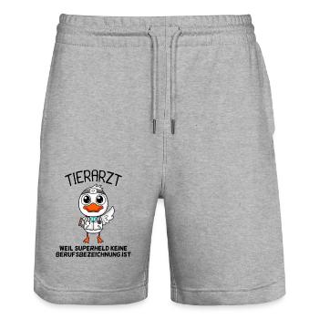 Tierarzt - Stanley/Stella Unisex Bio Joggingshorts Trainer  - Grau meliert - Vorne - Nik (191cm) & Marisol (170cm)