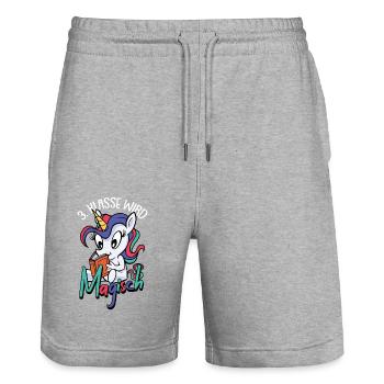 3. Klasse Schule Grundschule Einhorn Geschenk - Stanley/Stella Unisex Bio Joggingshorts Trainer  - Grau meliert - Vorne - Nik (191cm) & Marisol (170cm)
