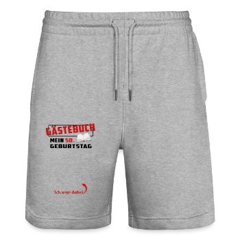 Gästebuch 50. Geburtstag - Stanley/Stella Unisex Bio Joggingshorts Trainer  - Grau meliert - Vorne - Nik (191cm) & Marisol (170cm)