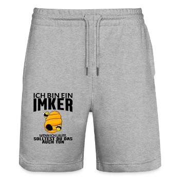 Bienen Imker Biene - Stanley/Stella Unisex Bio Joggingshorts Trainer  - Grau meliert - Vorne - Nik (191cm) & Marisol (170cm)
