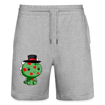 Drache Gentleman Herz Verführer Aufreißer Kerl - Stanley/Stella Unisex Bio Joggingshorts Trainer  - Grau meliert - Vorne - Nik (191cm) & Marisol (170cm)