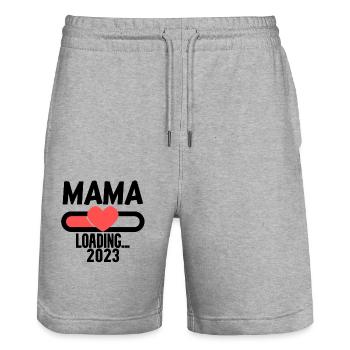 Mom 2023 - Expectant Mother 2023 loading - Stanley/Stella Trainer Unisex Organic Jogging Shorts - heather grey - Front - Nik (191cm) & Marisol (170cm)