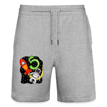 5th Birthday Astronaut Boy 5 Years Gift - Stanley/Stella Trainer Unisex Organic Jogging Shorts - heather grey - Front - Nik (191cm) & Marisol (170cm)