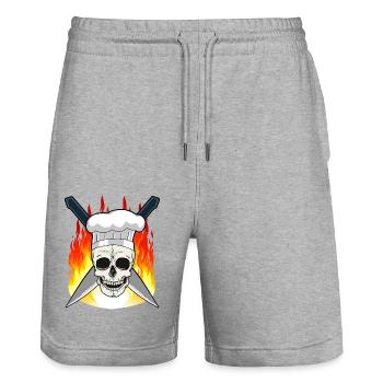 Koch Küche kochen Chefkoch Kochkunst Hobbykoch - Stanley/Stella Unisex Bio Joggingshorts Trainer  - Grau meliert - Vorne - Nik (191cm) & Marisol (170cm)