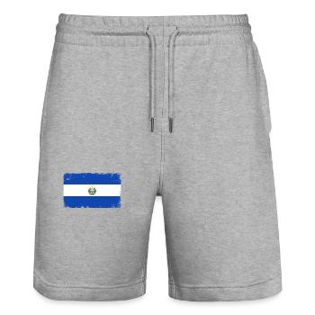 El Salvador Herzschlag Flagge Vintage El Salvador - Stanley/Stella Unisex Bio Joggingshorts Trainer  - Grau meliert - Vorne - Nik (191cm) & Marisol (170cm)
