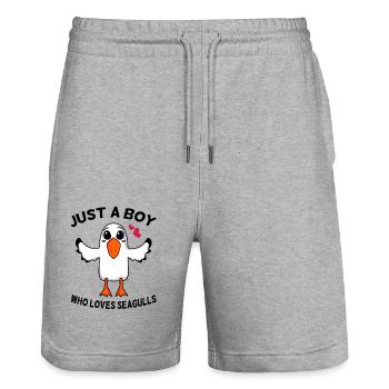 Gull - Stanley/Stella Trainer Unisex Organic Jogging Shorts - heather grey - Front - Nik (191cm) & Marisol (170cm)