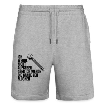 Werkzeug Schraubenschlüssel Handwerk Handwerker - Stanley/Stella Unisex Bio Joggingshorts Trainer  - Grau meliert - Vorne - Nik (191cm) & Marisol (170cm)