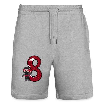 8. Geburtstag Junge Ninja 8 Jahre Ninja Kostüm - Stanley/Stella Unisex Bio Joggingshorts Trainer  - Grau meliert - Vorne - Nik (191cm) & Marisol (170cm)