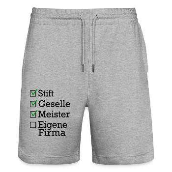 Stift Geselle Meister - Stanley/Stella Unisex Bio Joggingshorts Trainer  - Grau meliert - Vorne - Nik (191cm) & Marisol (170cm)