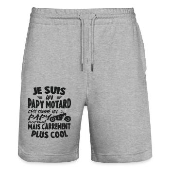 Je Suis Un Papy Motard Plus Cool - Short de jogging bio TRAINER Stanley/Stella unisexe - gris chiné - Devant - Nik (191cm) & Marisol (170cm)