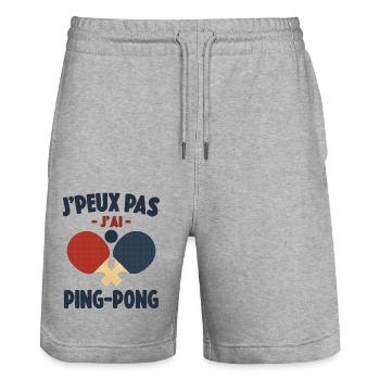Je Peux Pas J'ai Ping-Pong Cadeau - Short de jogging bio TRAINER Stanley/Stella unisexe - gris chiné - Devant - Nik (191cm) & Marisol (170cm)