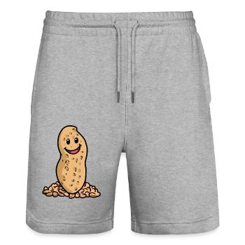 Noël Cadeau de Noël Noix d’arachide Heureux - Short de jogging bio TRAINER Stanley/Stella unisexe - gris chiné - Devant - Nik (191cm) & Marisol (170cm)