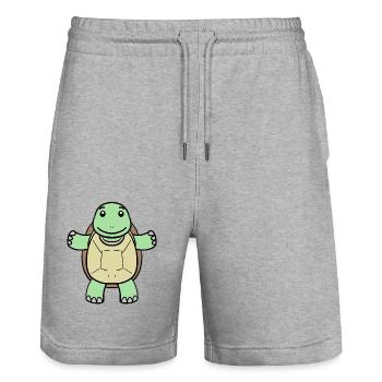 Turtle - Stanley/Stella Trainer Unisex Organic Jogging Shorts - heather grey - Front - Nik (191cm) & Marisol (170cm)