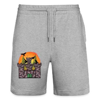 Mittelalter Ritter Festung Schloss Märchen Kinder - Stanley/Stella Unisex Bio Joggingshorts Trainer  - Grau meliert - Vorne - Nik (191cm) & Marisol (170cm)