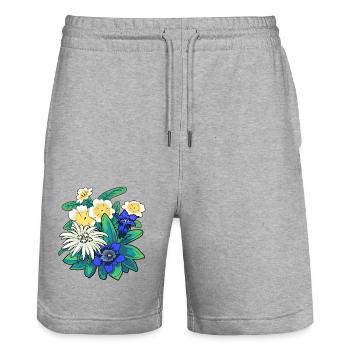 Autriche Fleurs Fleurs Montagnes Montagnes Nature Flore - Short de jogging bio TRAINER Stanley/Stella unisexe - gris chiné - Devant - Nik (191cm) & Marisol (170cm)