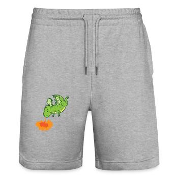 Dragon spits fire Mythical creatures Fairy tale - Stanley/Stella Trainer Unisex Organic Jogging Shorts - heather grey - Front - Nik (191cm) & Marisol (170cm)