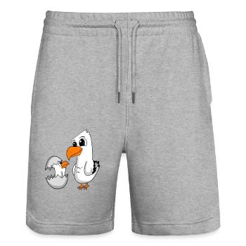 Seagull with baby Seagull - Stanley/Stella Trainer Unisex Organic Jogging Shorts - heather grey - Front - Nik (191cm) & Marisol (170cm)