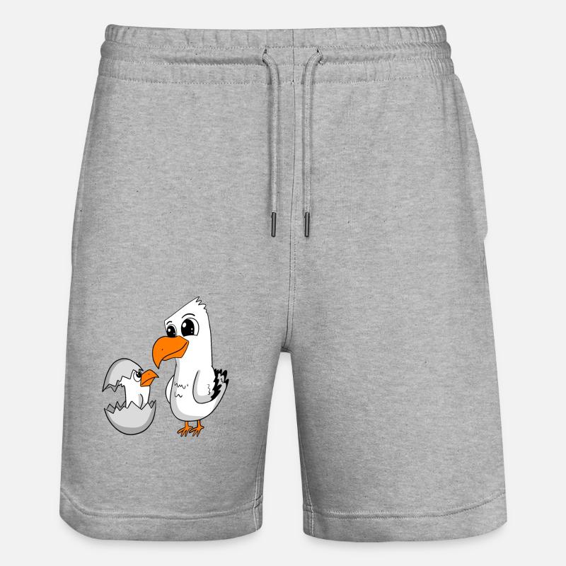 Möwe mit Baby Möwe - Stanley/Stella Unisex Bio Joggingshorts Trainer  - Grau meliert