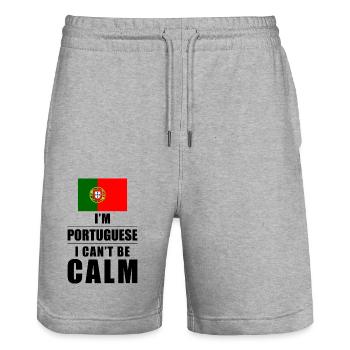 Dicton portugais - Short de jogging bio TRAINER Stanley/Stella unisexe - gris chiné - Devant - Nik (191cm) & Marisol (170cm)