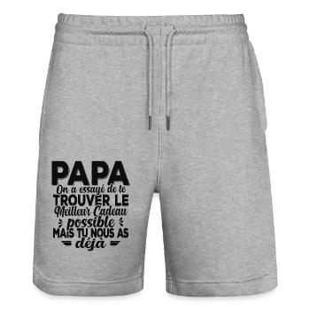 Papa Meilleur Cadeau Tu Nous As Déjà Humour - Short de jogging bio TRAINER Stanley/Stella unisexe - gris chiné - Devant - Nik (191cm) & Marisol (170cm)