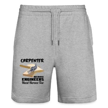 Artisans charpentiers - Short de jogging bio TRAINER Stanley/Stella unisexe - gris chiné - Devant - Nik (191cm) & Marisol (170cm)