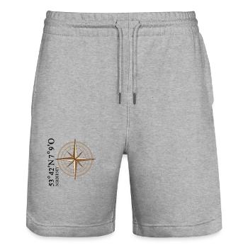 Norderney Koordinaten Insel - Stanley/Stella Unisex Bio Joggingshorts Trainer  - Grau meliert - Vorne - Nik (191cm) & Marisol (170cm)
