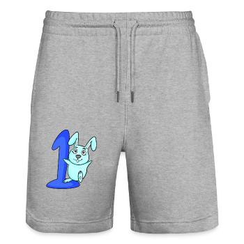 1 an 1 cadeau d’anniversaire - Short de jogging bio TRAINER Stanley/Stella unisexe - gris chiné - Devant - Nik (191cm) & Marisol (170cm)