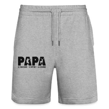 Papa Le Chasseur L'homme Le Mythe La Légende - Short de jogging bio TRAINER Stanley/Stella unisexe - gris chiné - Devant - Nik (191cm) & Marisol (170cm)
