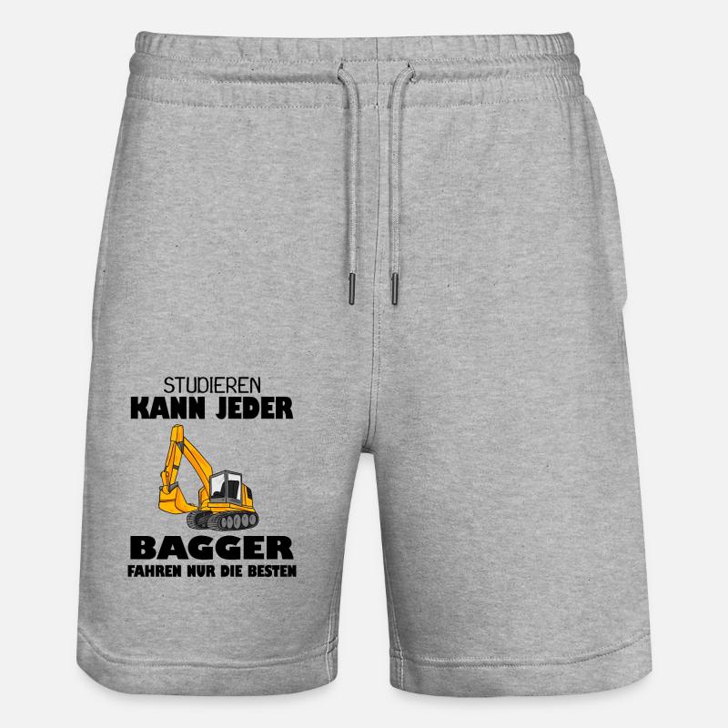 Bagger Baggerfahrer Spruch - Stanley/Stella Unisex Bio Joggingshorts Trainer  - Grau meliert