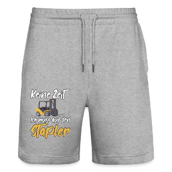 Keine Zeit Ich muss auf den Stapler - Stanley/Stella Unisex Bio Joggingshorts Trainer  - Grau meliert - Vorne - Nik (191cm) & Marisol (170cm)