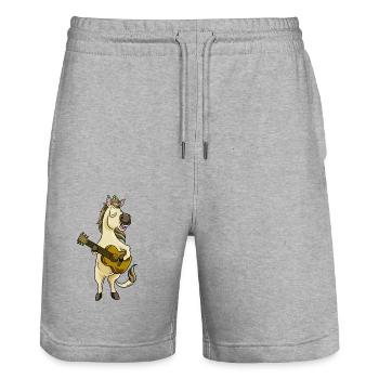 Comic Pferd spielt Gitarre - Stanley/Stella Unisex Bio Joggingshorts Trainer  - Grau meliert - Vorne - Nik (191cm) & Marisol (170cm)