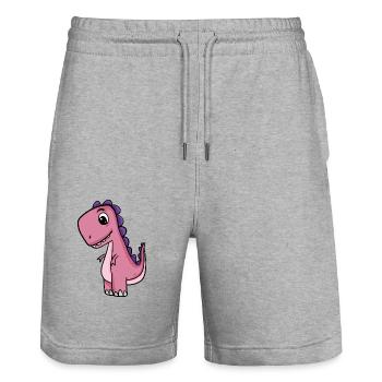 Dino Motif - Stanley/Stella Trainer Unisex Organic Jogging Shorts - heather grey - Front - Nik (191cm) & Marisol (170cm)