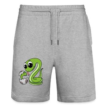 Snake with baby snake - Stanley/Stella Trainer Unisex Organic Jogging Shorts - heather grey - Front - Nik (191cm) & Marisol (170cm)