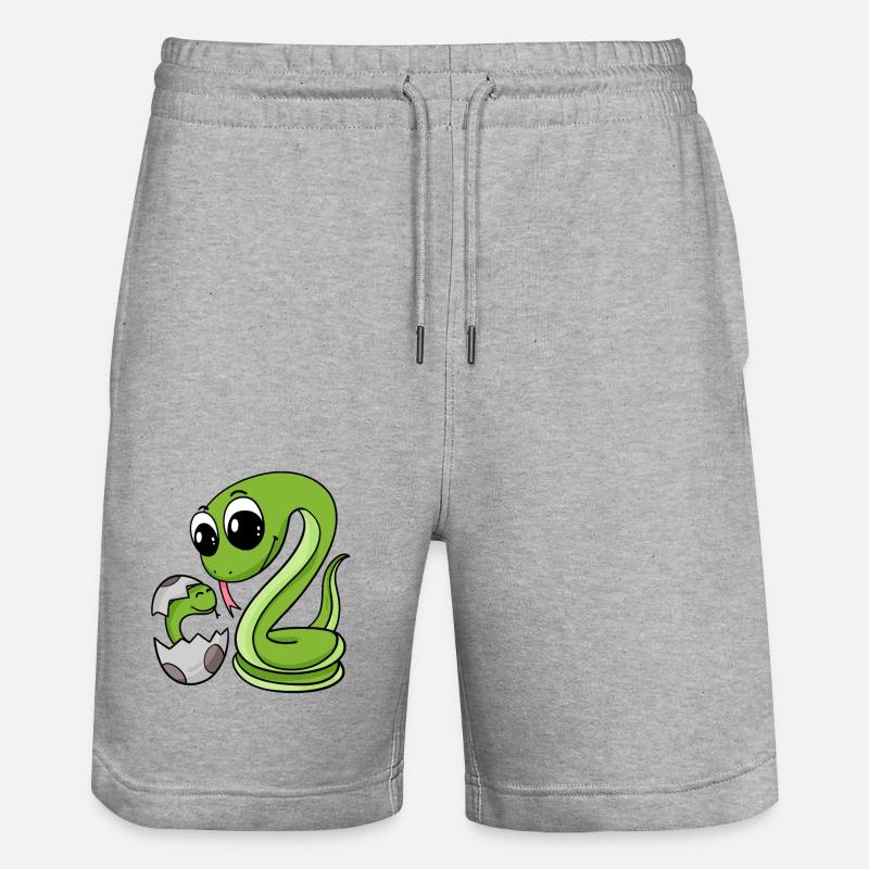 Serpent avec bébé serpent - Short de jogging bio TRAINER Stanley/Stella unisexe - gris chiné