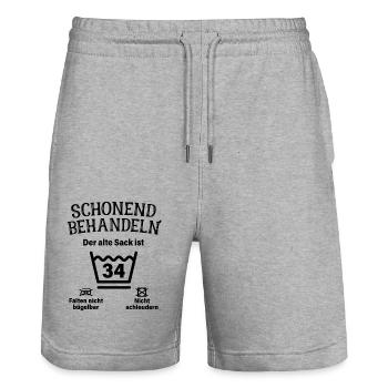 Schonend Behandeln 34. Geburtstag Der Alte Sack 34 - Stanley/Stella Unisex Bio Joggingshorts Trainer  - Grau meliert - Vorne - Nik (191cm) & Marisol (170cm)