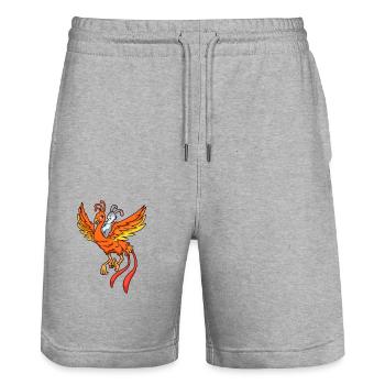 Hase reitet auf Phoenix - Stanley/Stella Unisex Bio Joggingshorts Trainer  - Grau meliert - Vorne - Nik (191cm) & Marisol (170cm)