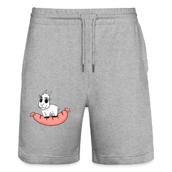 Wurst Ziege Ziegenbock - Stanley/Stella Unisex Bio Joggingshorts Trainer  - Grau meliert - Vorne - Nik (191cm) & Marisol (170cm)