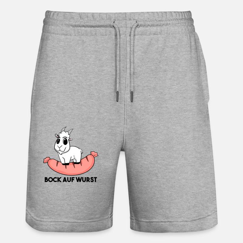 Bock auf Wurst - Ziege Ziegenbock - Stanley/Stella Unisex Bio Joggingshorts Trainer  - Grau meliert
