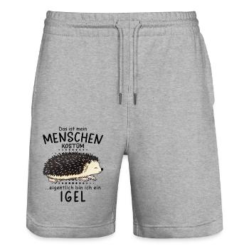 Lustiges Afrikanischer Weißbauchigel Igel Kostüm - Stanley/Stella Unisex Bio Joggingshorts Trainer  - Grau meliert - Vorne - Nik (191cm) & Marisol (170cm)