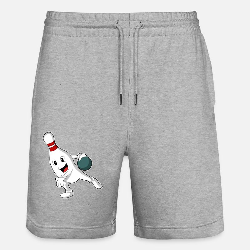 Bowling-Pin beim Bowling mit Bowlingkugel - Stanley/Stella Unisex Bio Joggingshorts Trainer  - Grau meliert