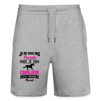 Je ne suis pas parfaite mais je suis cavalière - Short de jogging bio TRAINER Stanley/Stella unisexe - gris chiné - Devant - Nik (191cm) & Marisol (170cm)