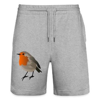 robin - Stanley/Stella Trainer Unisex Organic Jogging Shorts - heather grey - Front - Nik (191cm) & Marisol (170cm)