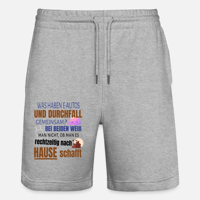 Lustiger Spruch E-Auto Elektroauto - Stanley/Stella Unisex Bio Joggingshorts Trainer  - Grau meliert