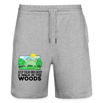 Mountains Hiking Mountaineering Mountains Gift - Stanley/Stella Trainer Unisex Organic Jogging Shorts - heather grey - Front - Nik (191cm) & Marisol (170cm)