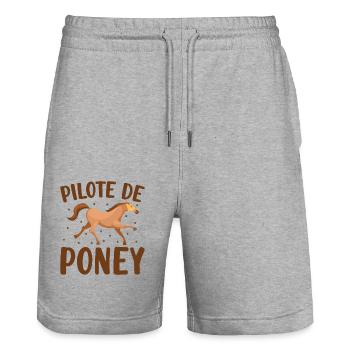 Pilote De Poney - Short de jogging bio TRAINER Stanley/Stella unisexe - gris chiné - Devant - Nik (191cm) & Marisol (170cm)