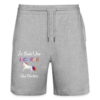 Je Suis Une Licorne - Short de jogging bio TRAINER Stanley/Stella unisexe - gris chiné - Devant - Nik (191cm) & Marisol (170cm)