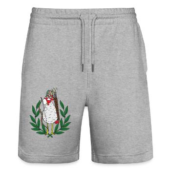 Huhn Krieger Hippie Hühner Pfeil - Stanley/Stella Unisex Bio Joggingshorts Trainer  - Grau meliert - Vorne - Nik (191cm) & Marisol (170cm)