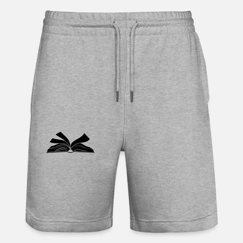 Buch lesen offenes Buch - Stanley/Stella Unisex Bio Joggingshorts Trainer  - Grau meliert