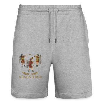 Musiciens romains dans la Légion - Aeneatores - Short de jogging bio TRAINER Stanley/Stella unisexe - gris chiné - Devant - Nik (191cm) & Marisol (170cm)